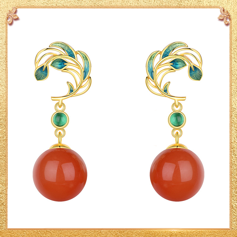 Enamel Phoenix - tail Earrings