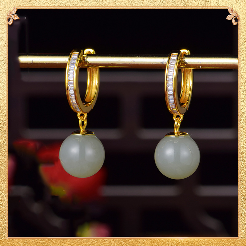 Pearl-like Jade Earrings