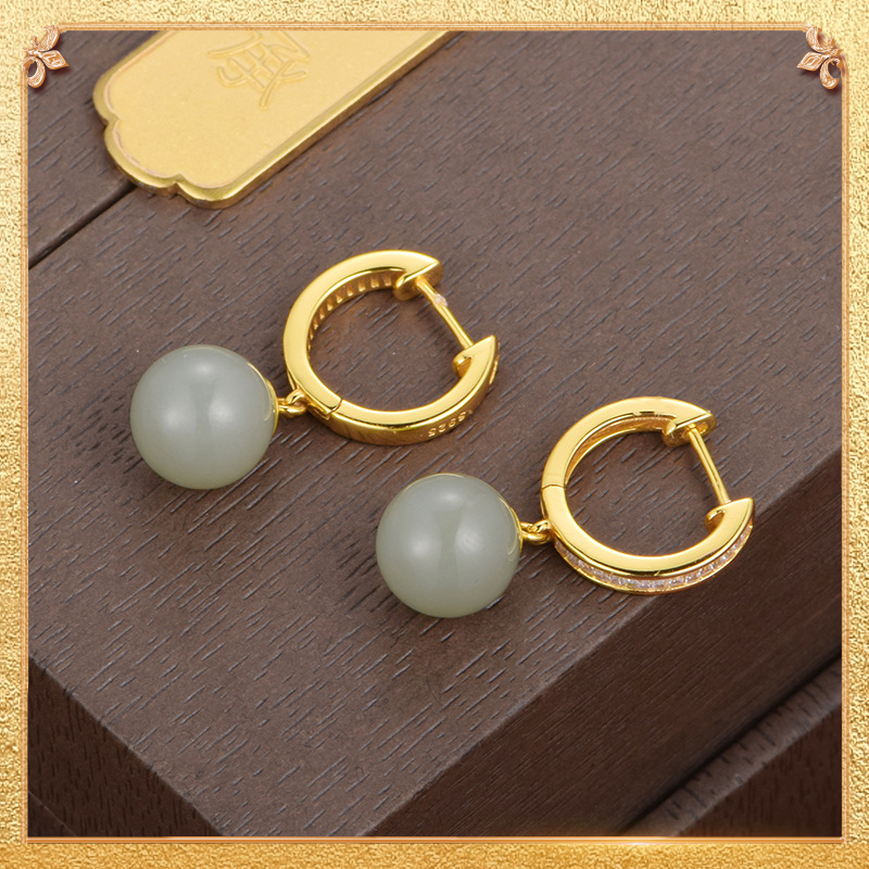 Pearl-like Jade Earrings