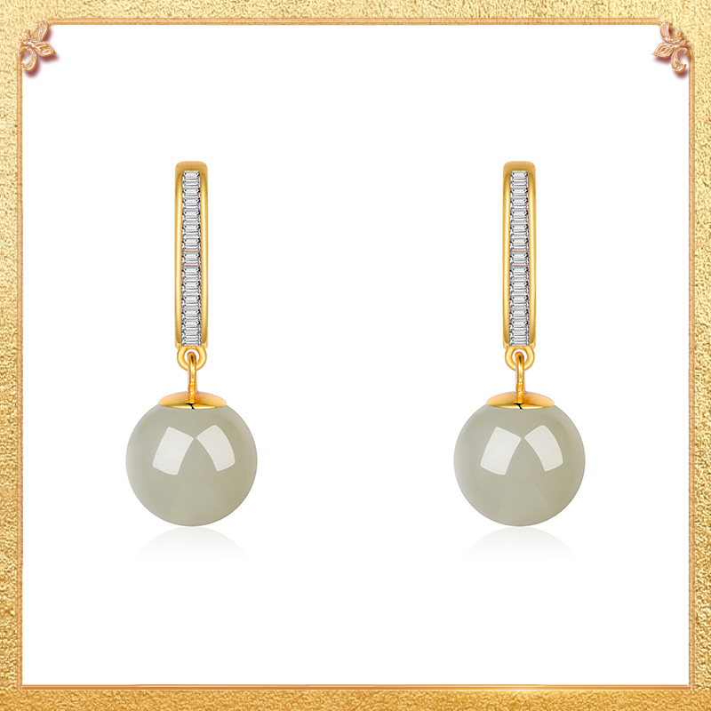 Pearl-like Jade Earrings