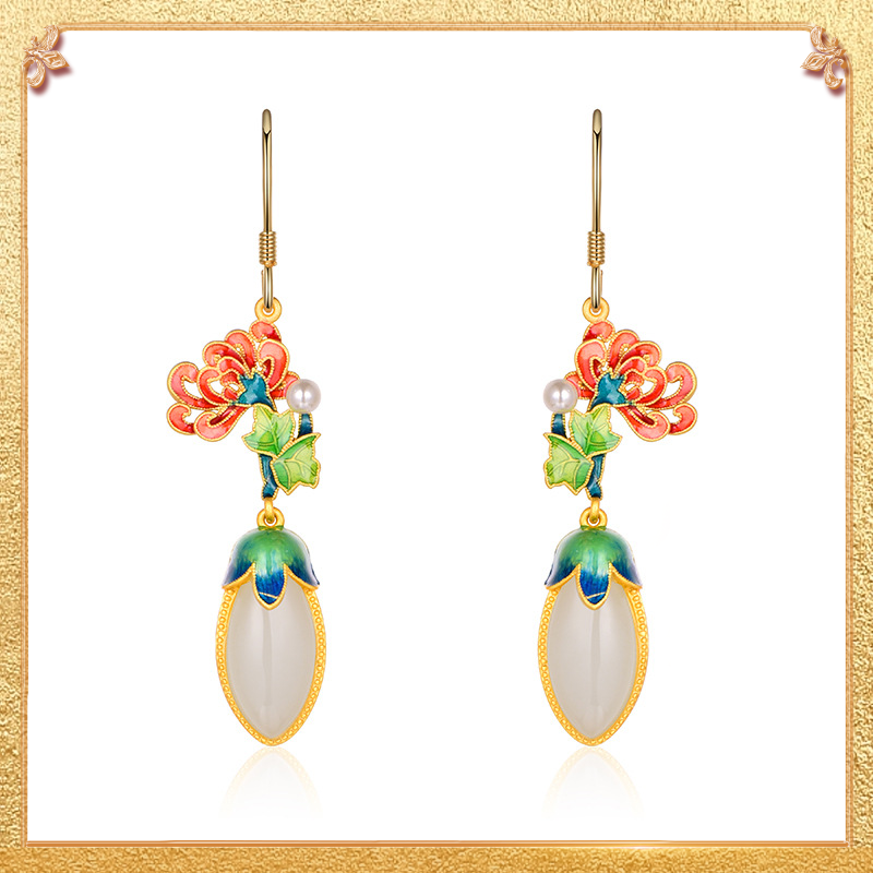 Winter Chrysanthemum Earrings