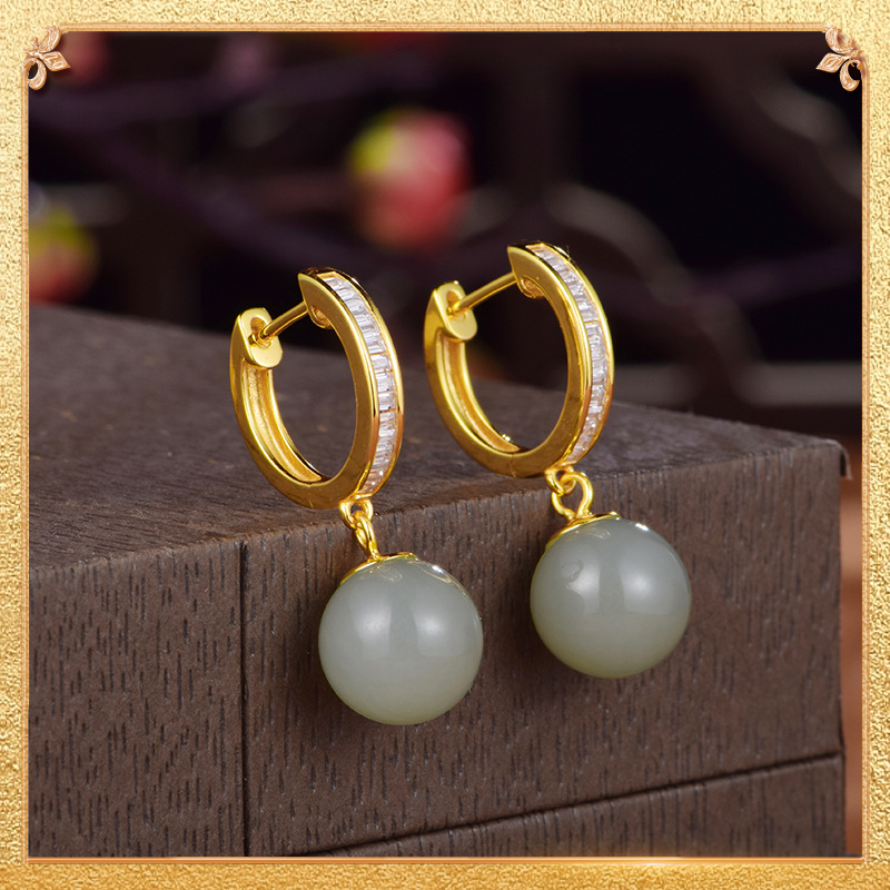 Pearl-like Jade Earrings