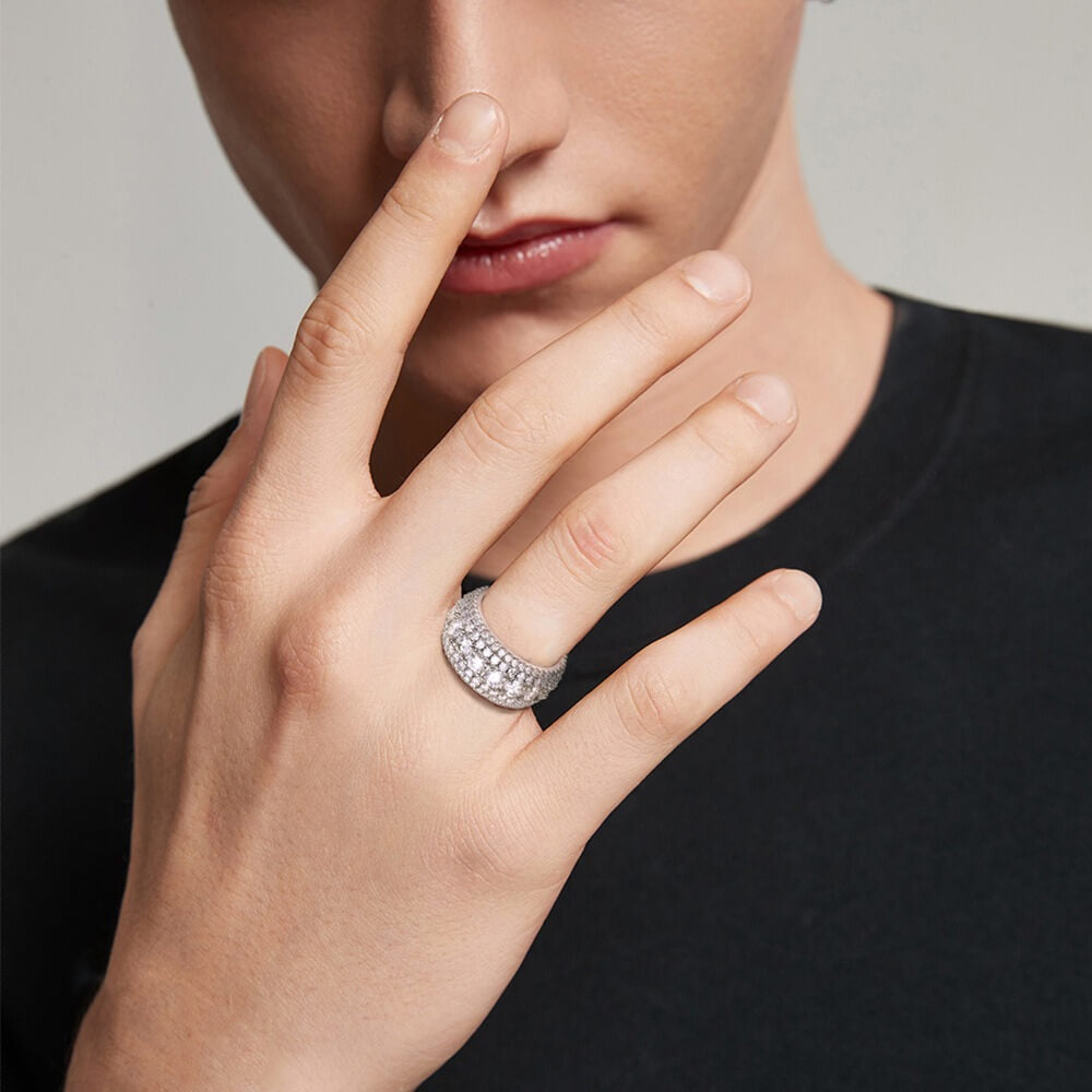 Hip Hop Iced-Out Moissanite Ring | S925 Sterling Silver | Luxury Statement Jewelry
