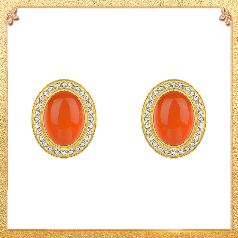 South Red Agate Fortune-Bringing Studs