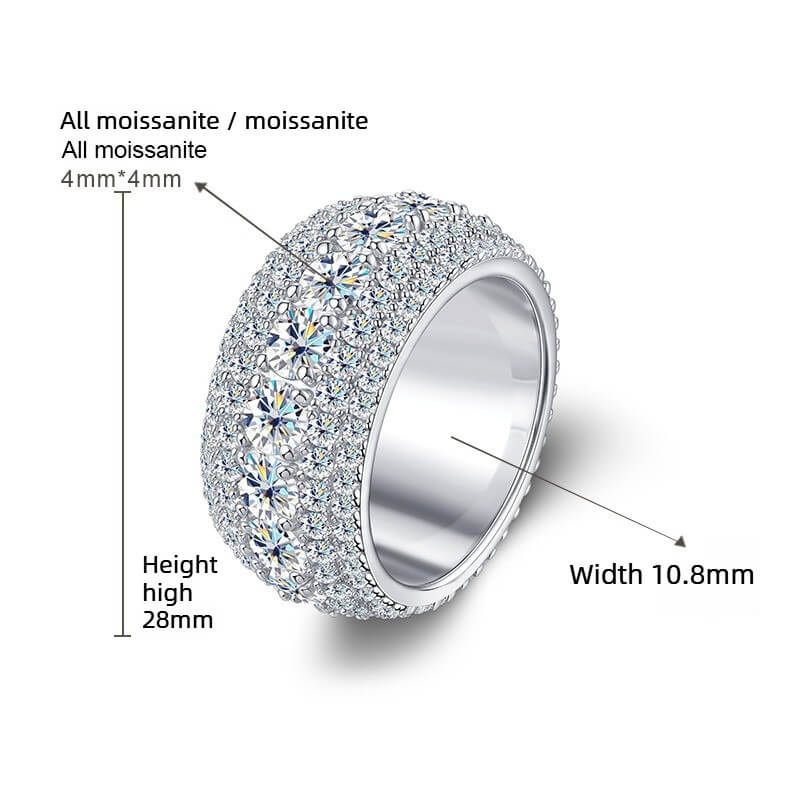 Hip Hop Iced-Out Moissanite Ring | S925 Sterling Silver | Luxury Statement Jewelry