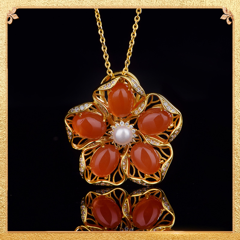 Double-wear South Red Agate Ring & Pendant