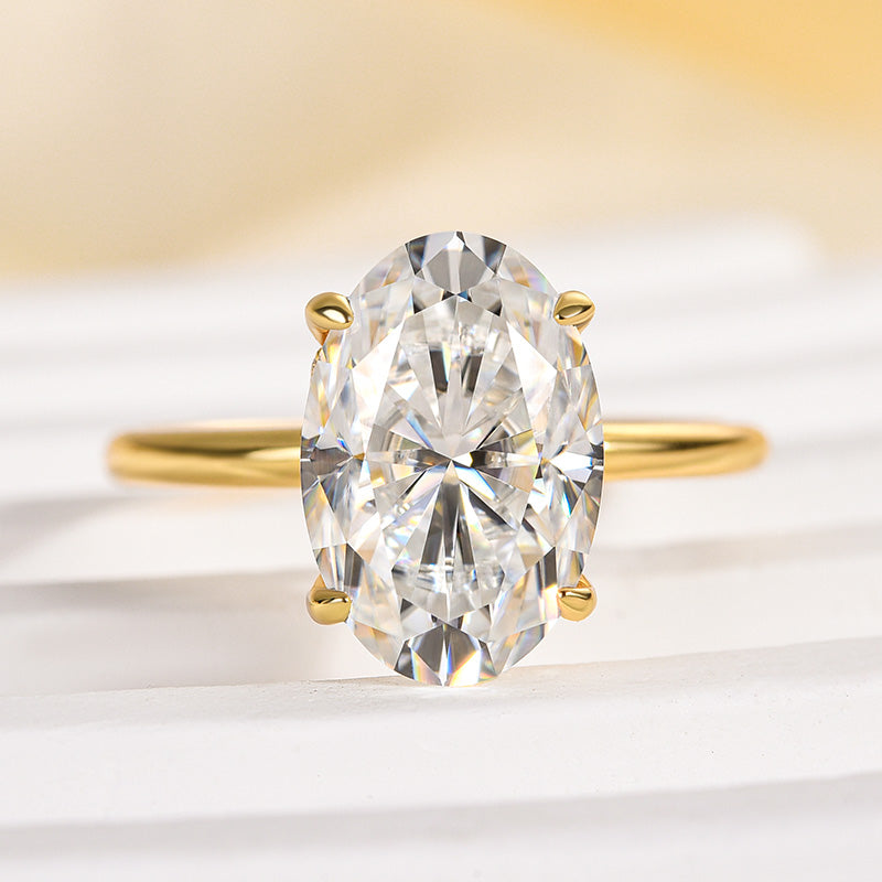 Classic 4.0Ct Solitaire Oval Cut Hidden Halo Engagement Ring In Sterling Silver