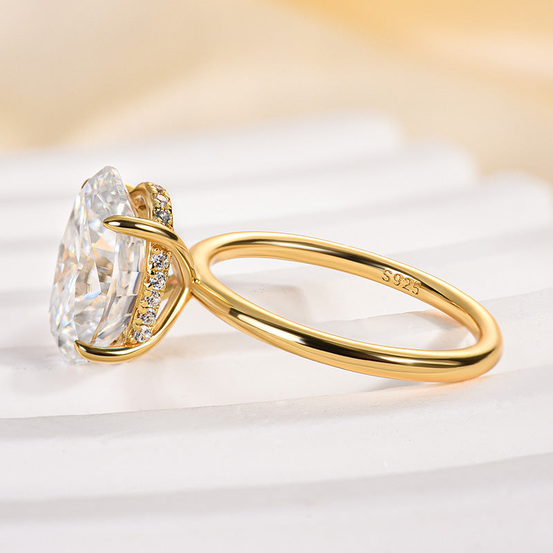 Classic 4.0Ct Solitaire Oval Cut Hidden Halo Engagement Ring In Sterling Silver