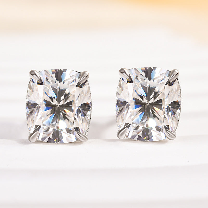 2.0Ct Classic Crushed Ice Cushion Cut Women's Stud Earrings In Sterling Silver