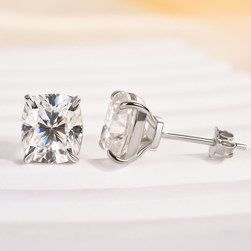 2.0Ct Classic Crushed Ice Cushion Cut Women's Stud Earrings In Sterling Silver