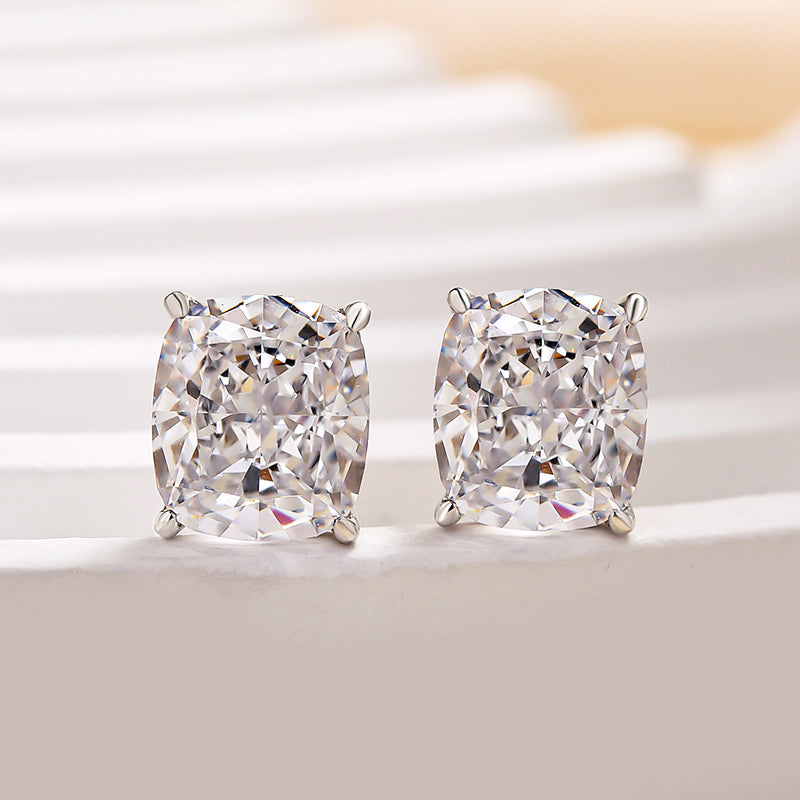 2.0Ct Classic Crushed Ice Cushion Cut Women's Stud Earrings In Sterling Silver