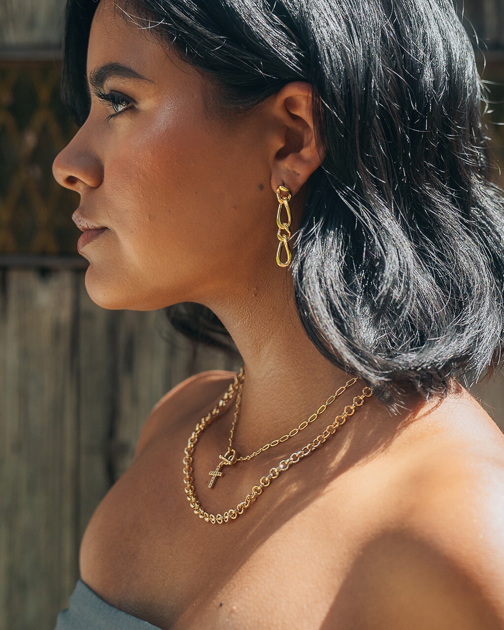 Jacqueline Chain Drop Stud Earrings