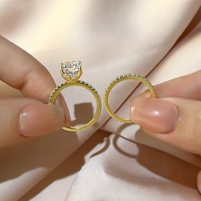 2.5 Carat Cushion Cut Bridal Wedding Ring Set Travel Ring With Half Eternity Wedding Band