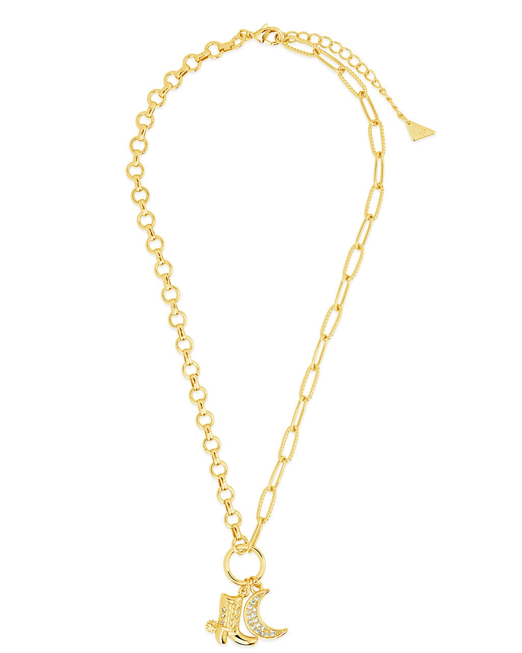 Kelsea CZ Boot & Moon Pendant Charm Necklace