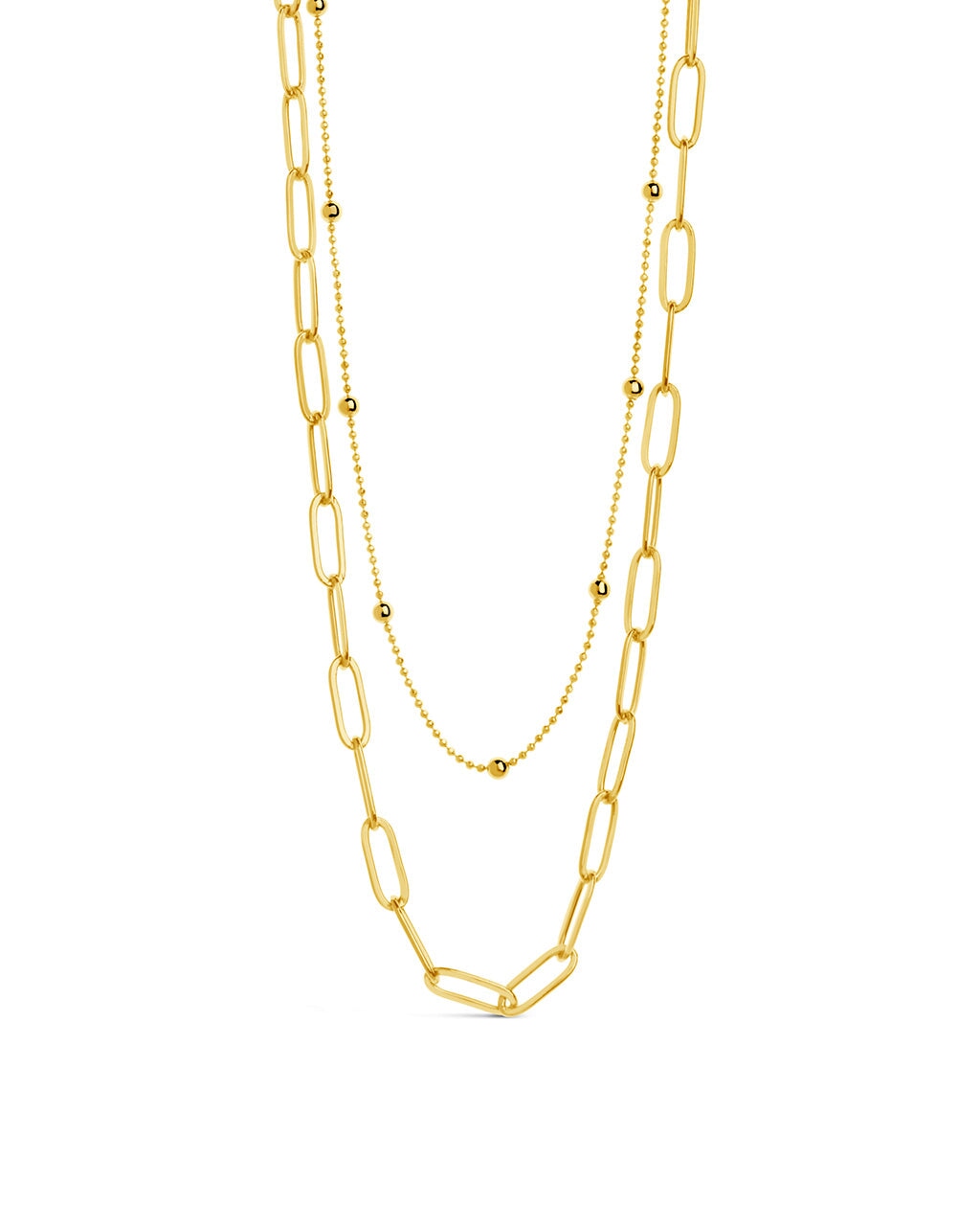 Leah Beaded & Paperclip Layered Chain Necklace