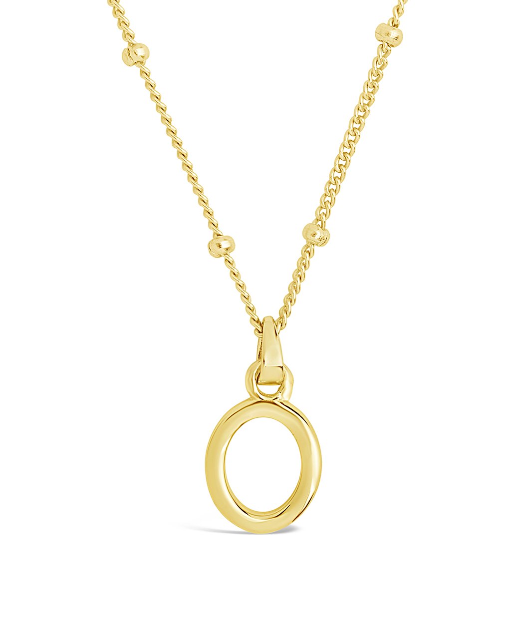 Sterling Silver Initial Necklace with Beaded Chain