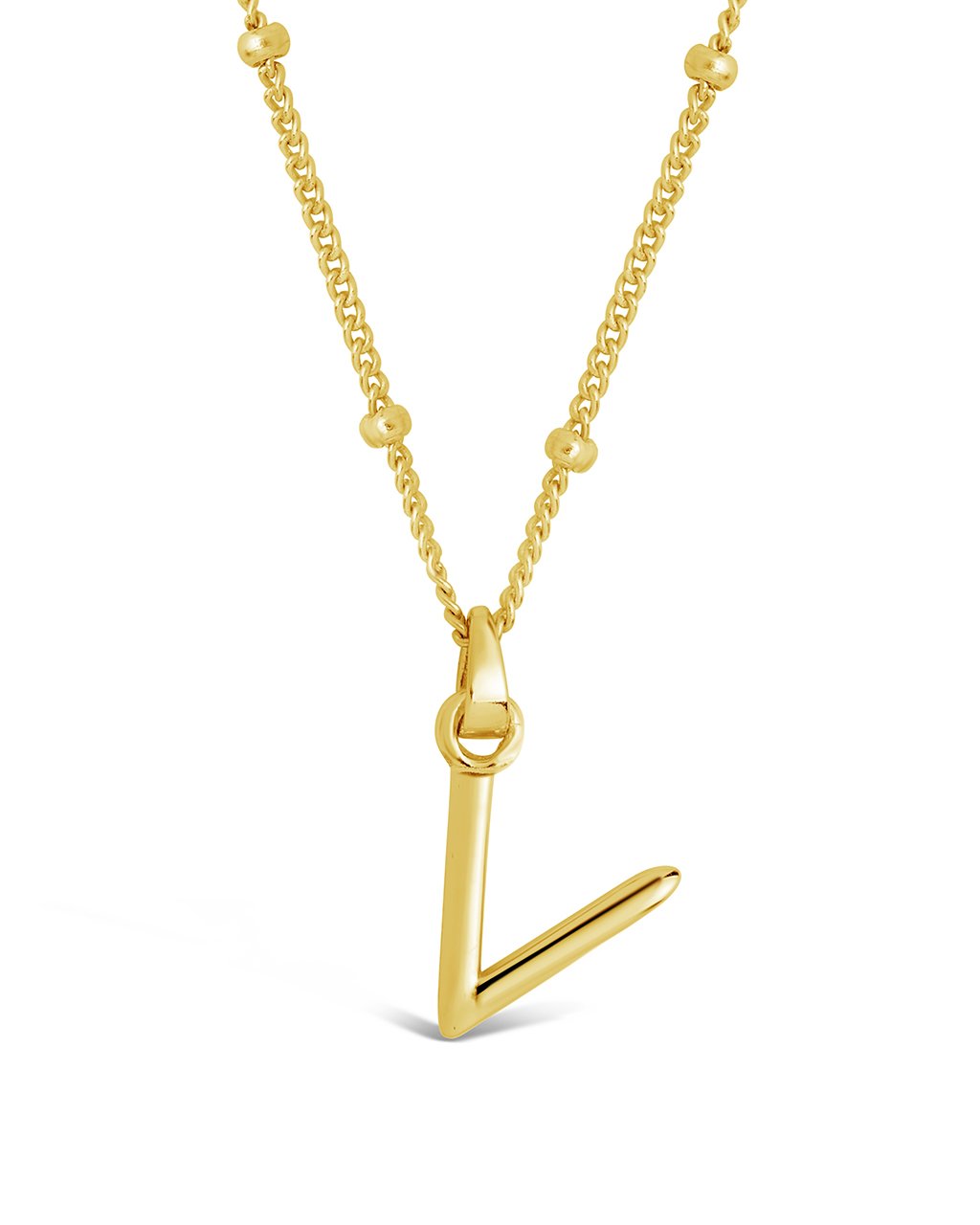 Sterling Silver Initial Necklace with Beaded Chain