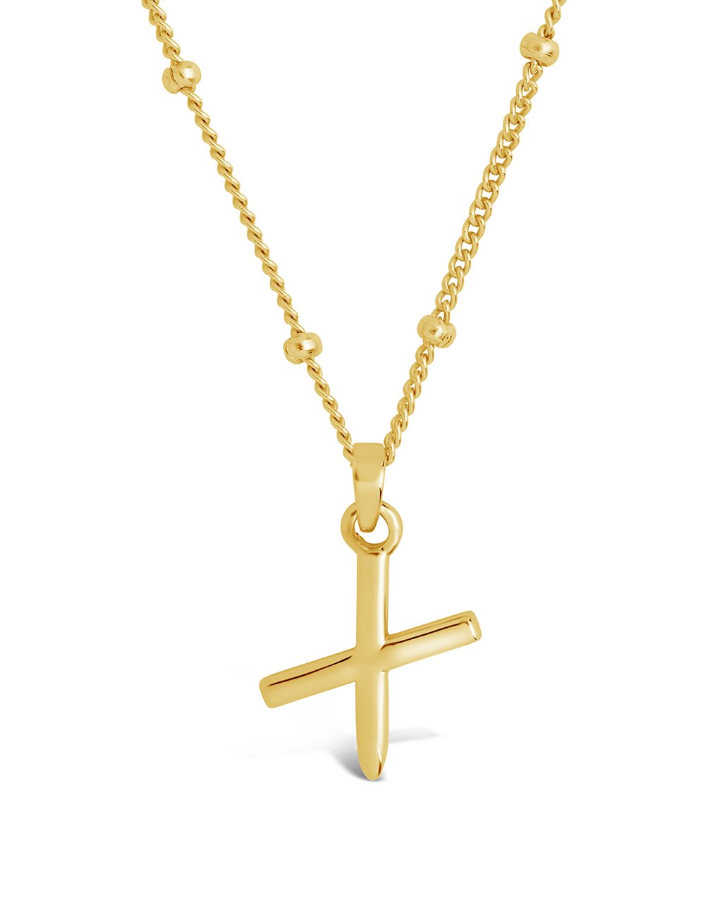 Sterling Silver Initial Necklace with Beaded Chain