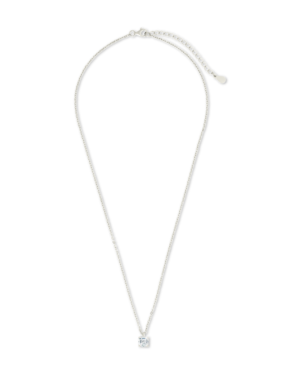 Sterling Silver Asscher Prong Set Pendant