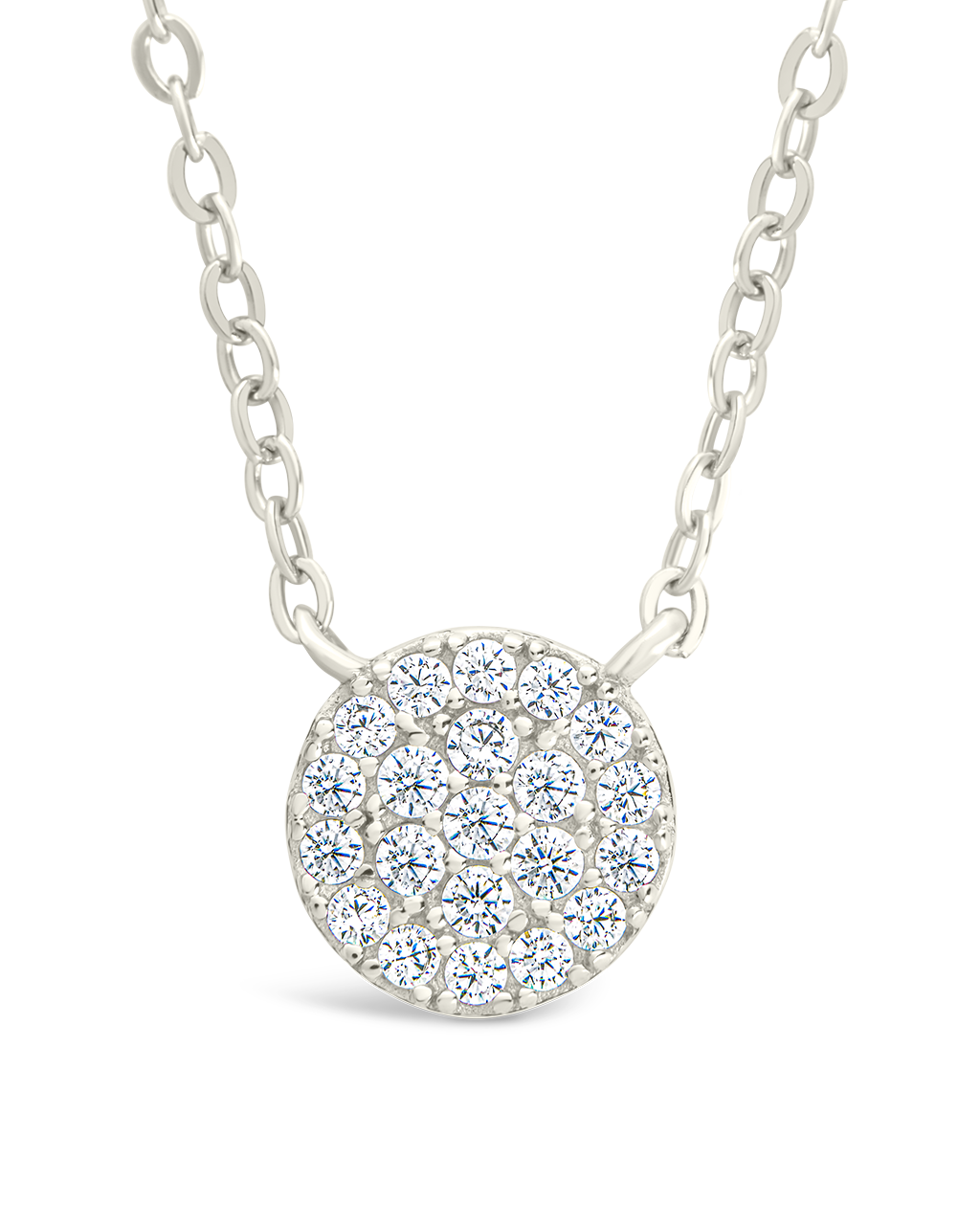 Sterling Silver CZ Disc Pendant