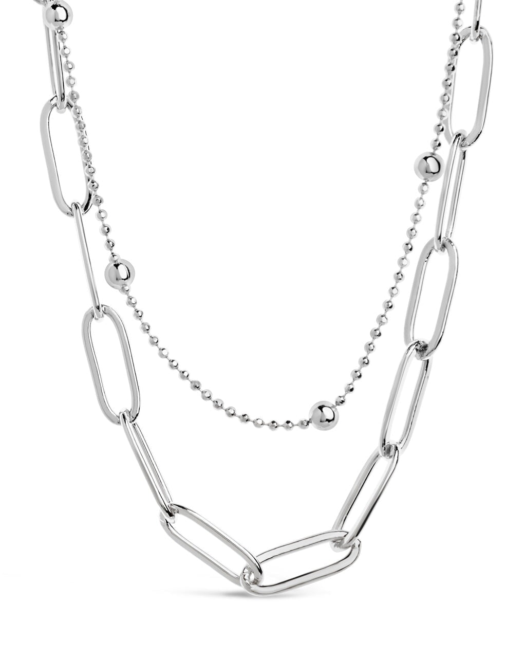 Leah Beaded & Paperclip Layered Chain Necklace
