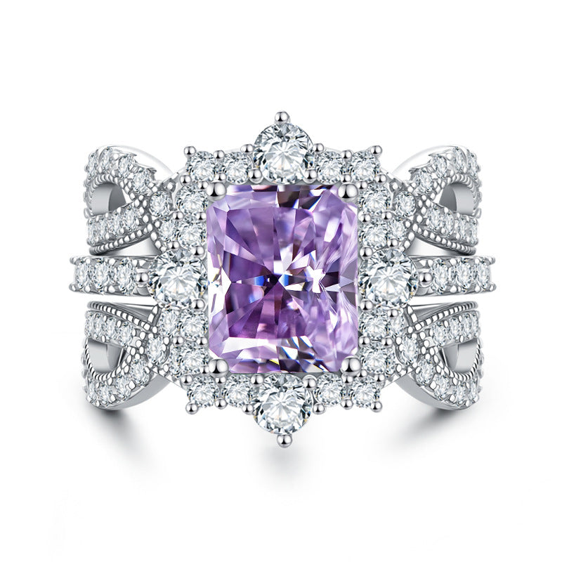 Luxury 4-Carat Moissanite Cluster Ring, 925 Sterling Silver Engagement & Wedding Band with Diamond Accents