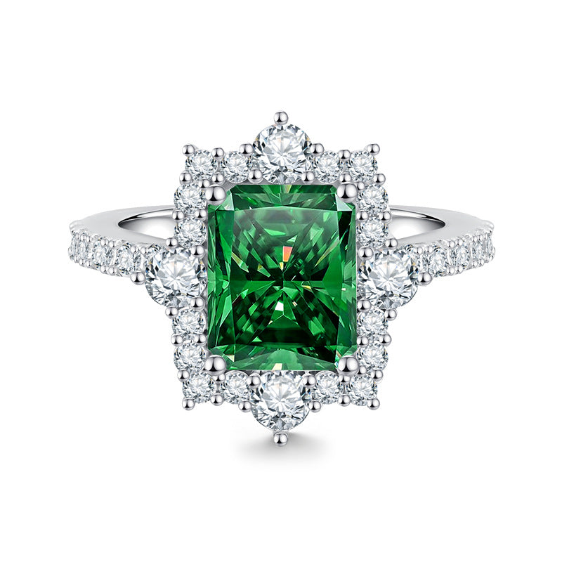 Luxury 4-Carat Moissanite Cluster Ring, 925 Sterling Silver Engagement & Wedding Band with Diamond Accents