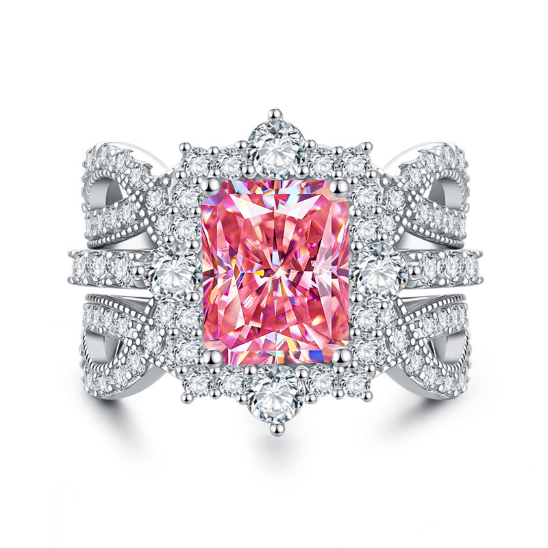 Luxury 4-Carat Moissanite Cluster Ring, 925 Sterling Silver Engagement & Wedding Band with Diamond Accents