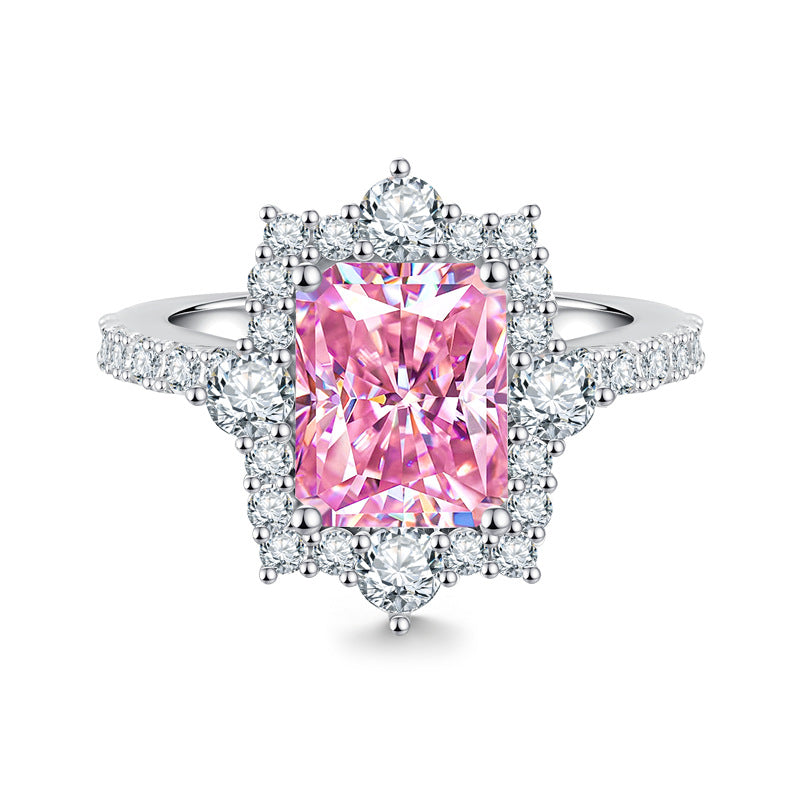 Luxury 4-Carat Moissanite Cluster Ring, 925 Sterling Silver Engagement & Wedding Band with Diamond Accents