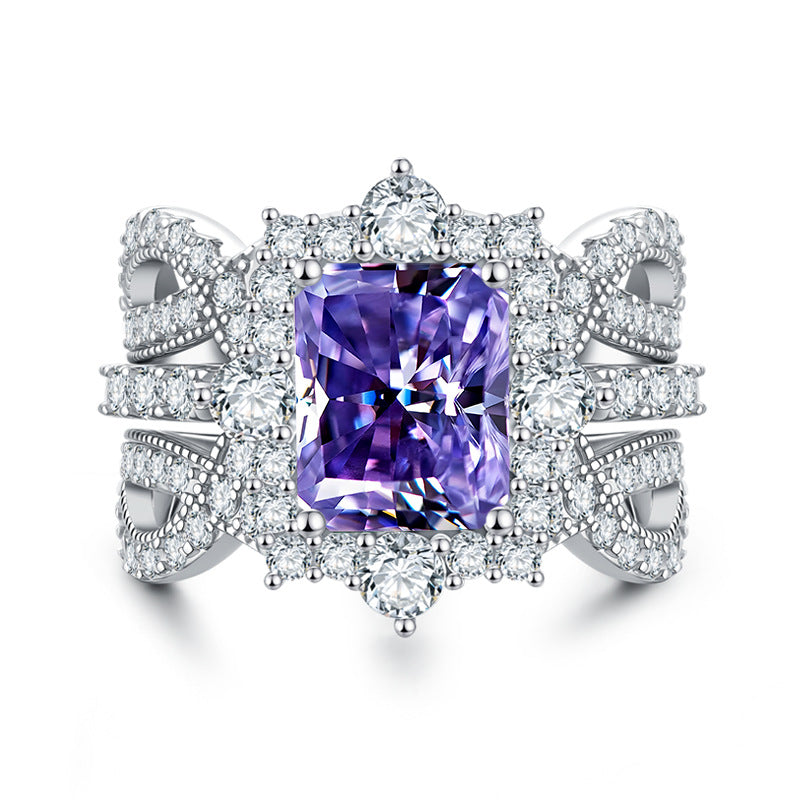 Luxury 4-Carat Moissanite Cluster Ring, 925 Sterling Silver Engagement & Wedding Band with Diamond Accents