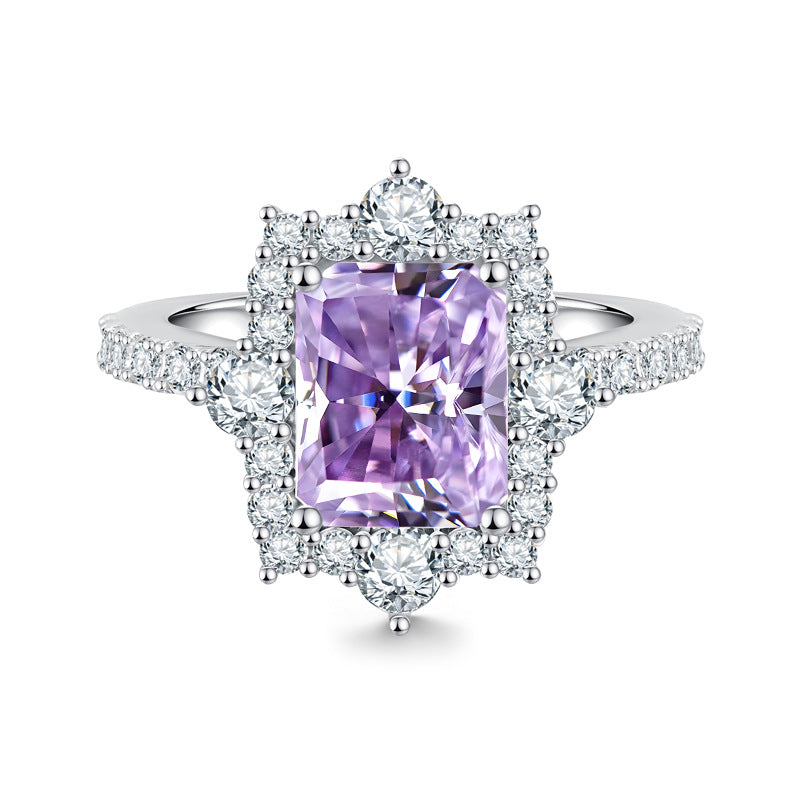 Luxury 4-Carat Moissanite Cluster Ring, 925 Sterling Silver Engagement & Wedding Band with Diamond Accents