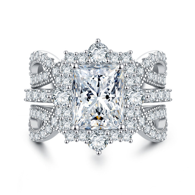 Luxury 4-Carat Moissanite Cluster Ring, 925 Sterling Silver Engagement & Wedding Band with Diamond Accents