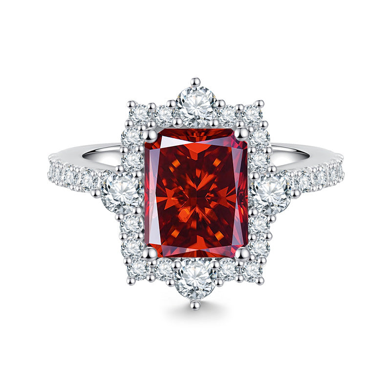 Luxury 4-Carat Moissanite Cluster Ring, 925 Sterling Silver Engagement & Wedding Band with Diamond Accents