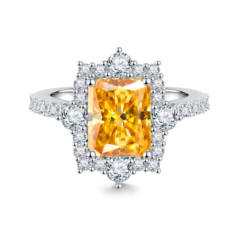 Luxury 4-Carat Moissanite Cluster Ring, 925 Sterling Silver Engagement & Wedding Band with Diamond Accents