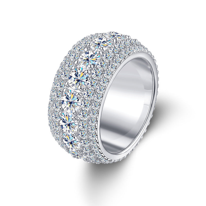 Hip Hop Iced-Out Moissanite Ring | S925 Sterling Silver | Luxury Statement Jewelry