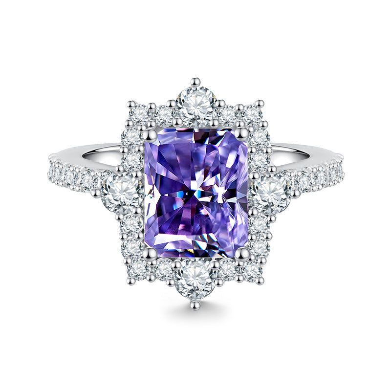 Luxury 4-Carat Moissanite Cluster Ring, 925 Sterling Silver Engagement & Wedding Band with Diamond Accents