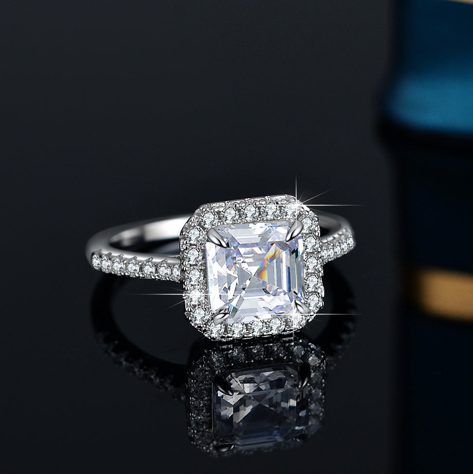 Moissanite ring S925 silver live cross-border foreign trade pagoda 3 carat ring special-shaped Ace ring