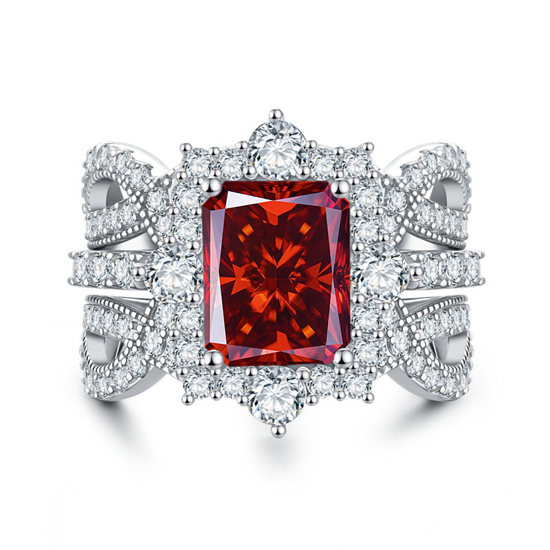 Luxury 4-Carat Moissanite Cluster Ring, 925 Sterling Silver Engagement & Wedding Band with Diamond Accents