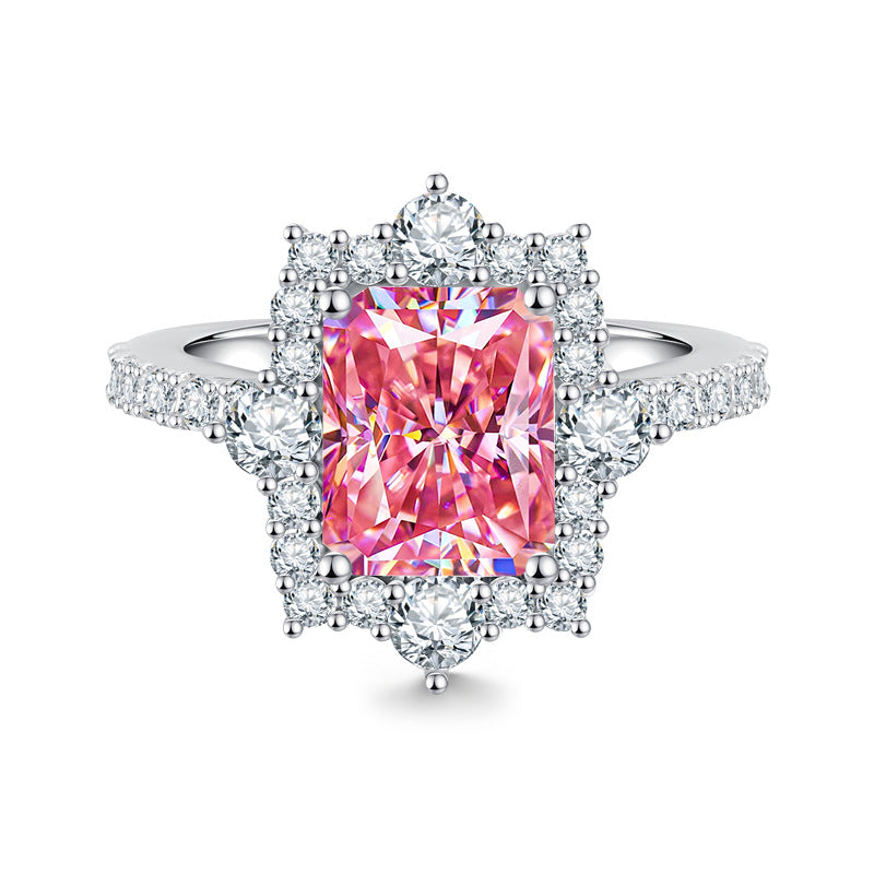 Luxury 4-Carat Moissanite Cluster Ring, 925 Sterling Silver Engagement & Wedding Band with Diamond Accents