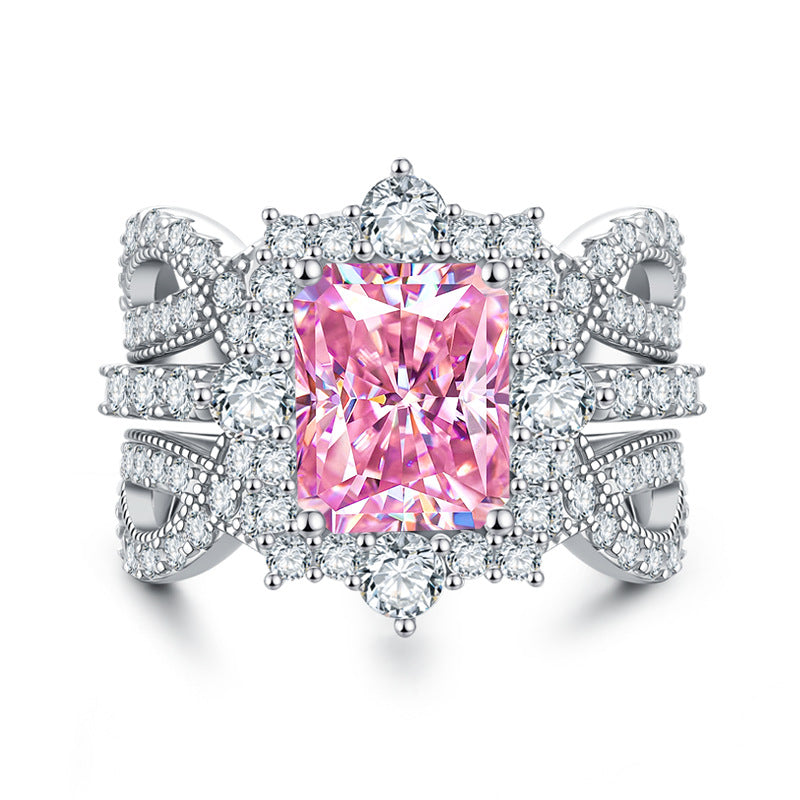 Luxury 4-Carat Moissanite Cluster Ring, 925 Sterling Silver Engagement & Wedding Band with Diamond Accents