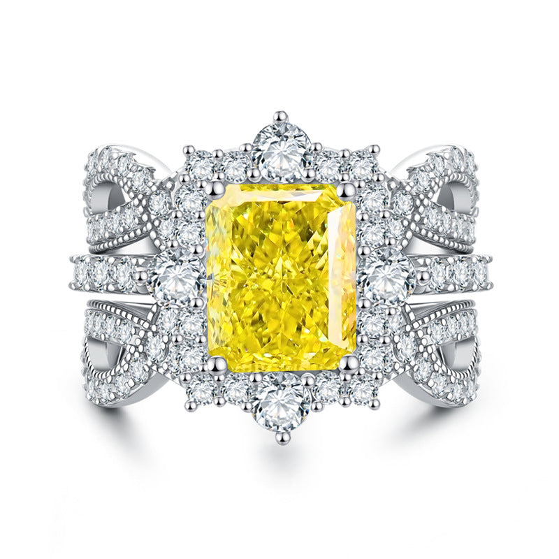 Luxury 4-Carat Moissanite Cluster Ring, 925 Sterling Silver Engagement & Wedding Band with Diamond Accents