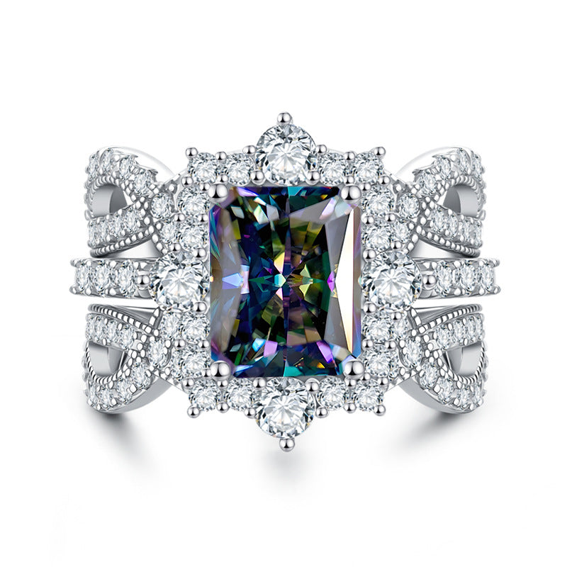 Luxury 4-Carat Moissanite Cluster Ring, 925 Sterling Silver Engagement & Wedding Band with Diamond Accents