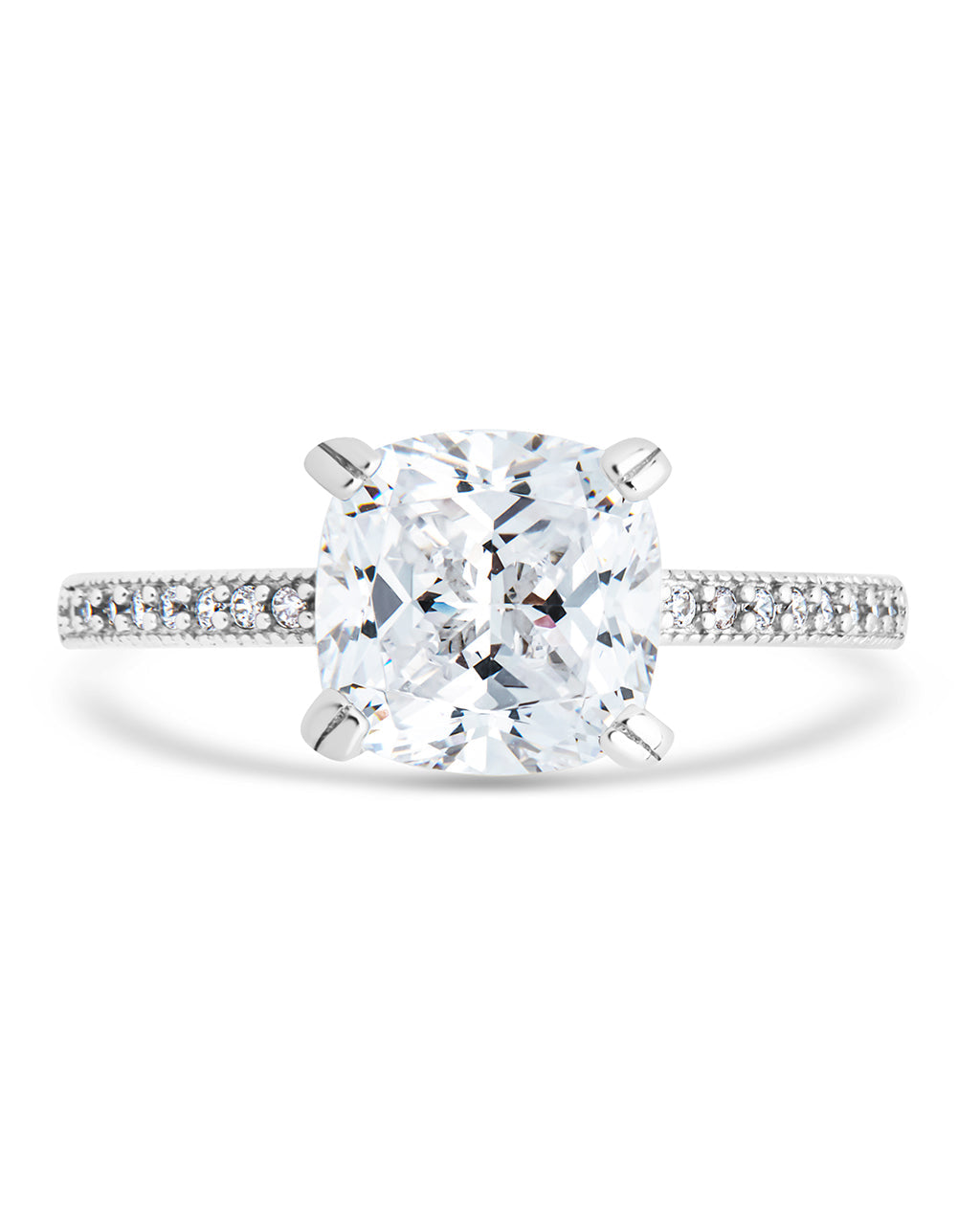 Sterling Silver Cushion CZ Solitaire Ring