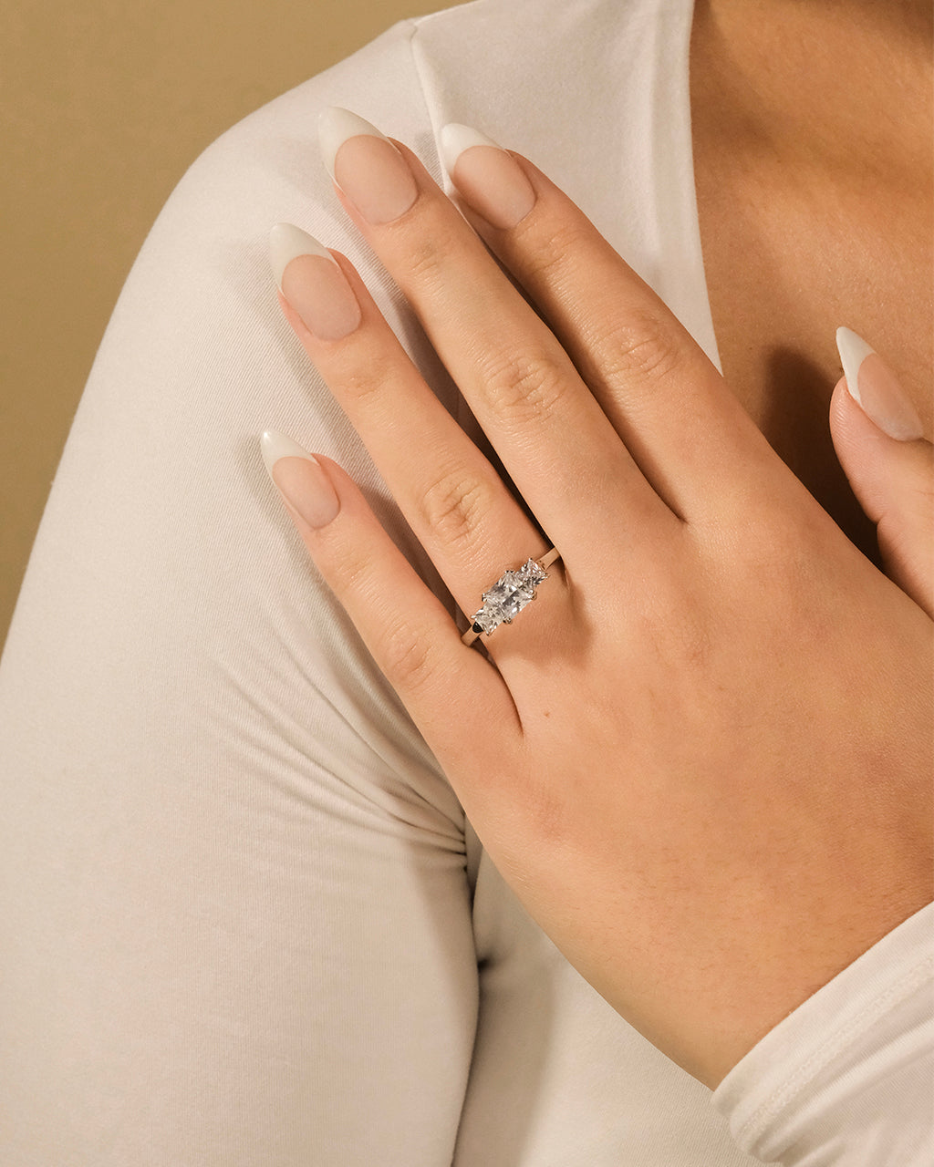 Sterling Silver Three Stone Right Hand Ring