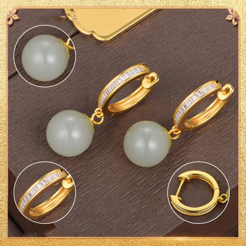 Pearl-like Jade Earrings