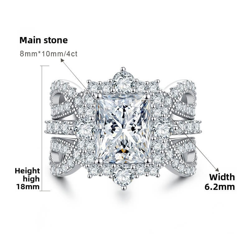 Luxury 4-Carat Moissanite Cluster Ring, 925 Sterling Silver Engagement & Wedding Band with Diamond Accents