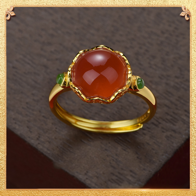 Floral Language South Red Agate Ring