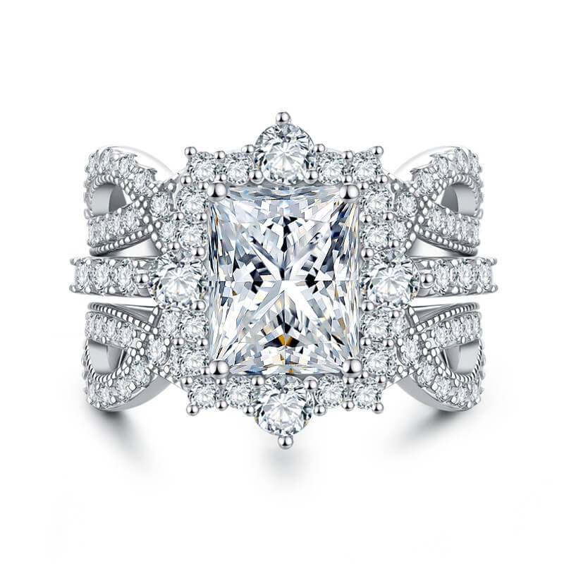 Luxury 4-Carat Moissanite Cluster Ring, 925 Sterling Silver Engagement & Wedding Band with Diamond Accents