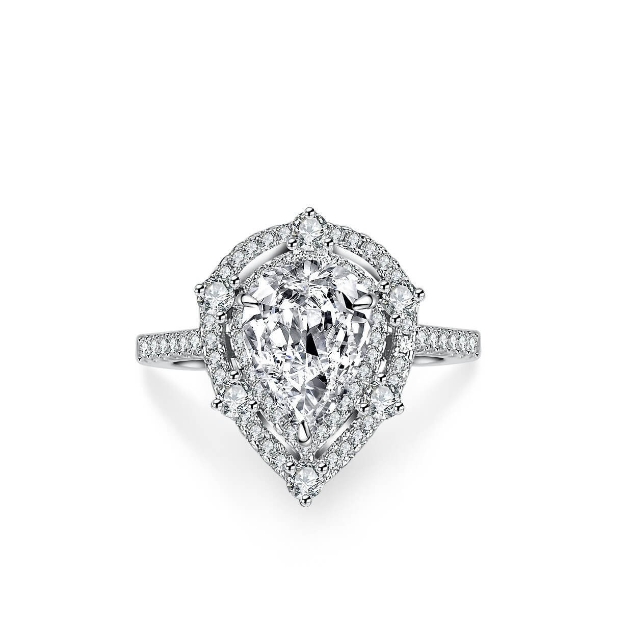 2ct Pear-Shaped Ice-Cut Moissanite Ring for Women | S925 Sterling Silver | Elegant Luxury Jewelry