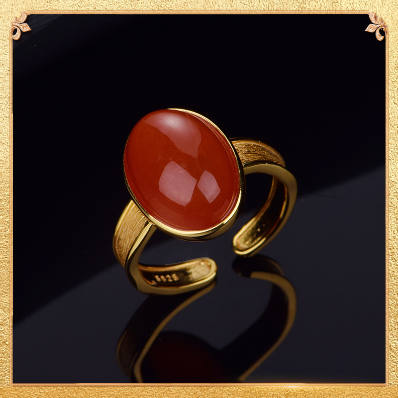 New Chinese-style South Red Agate Ring